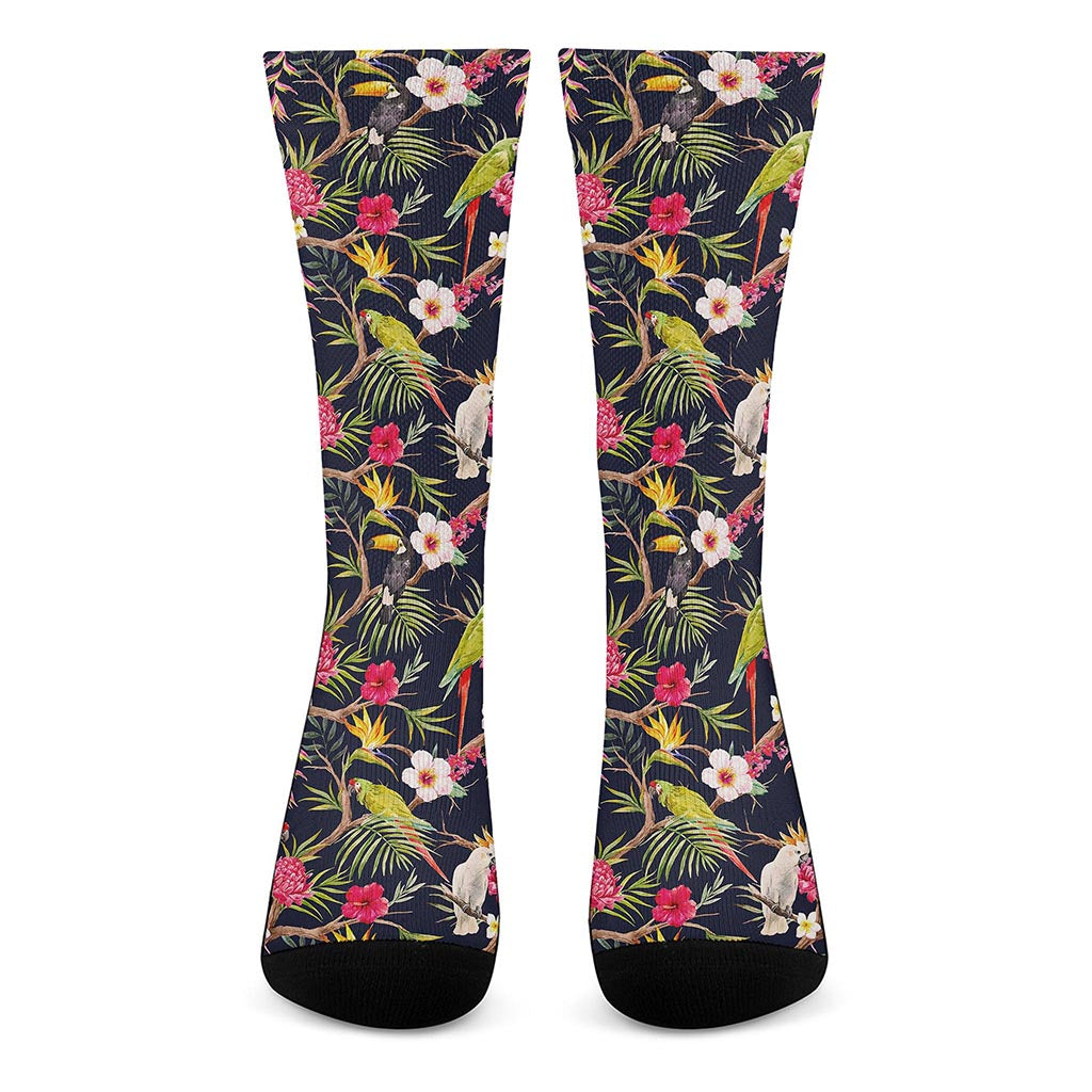 Parrot Toucan Tropical Pattern Print Crew Socks