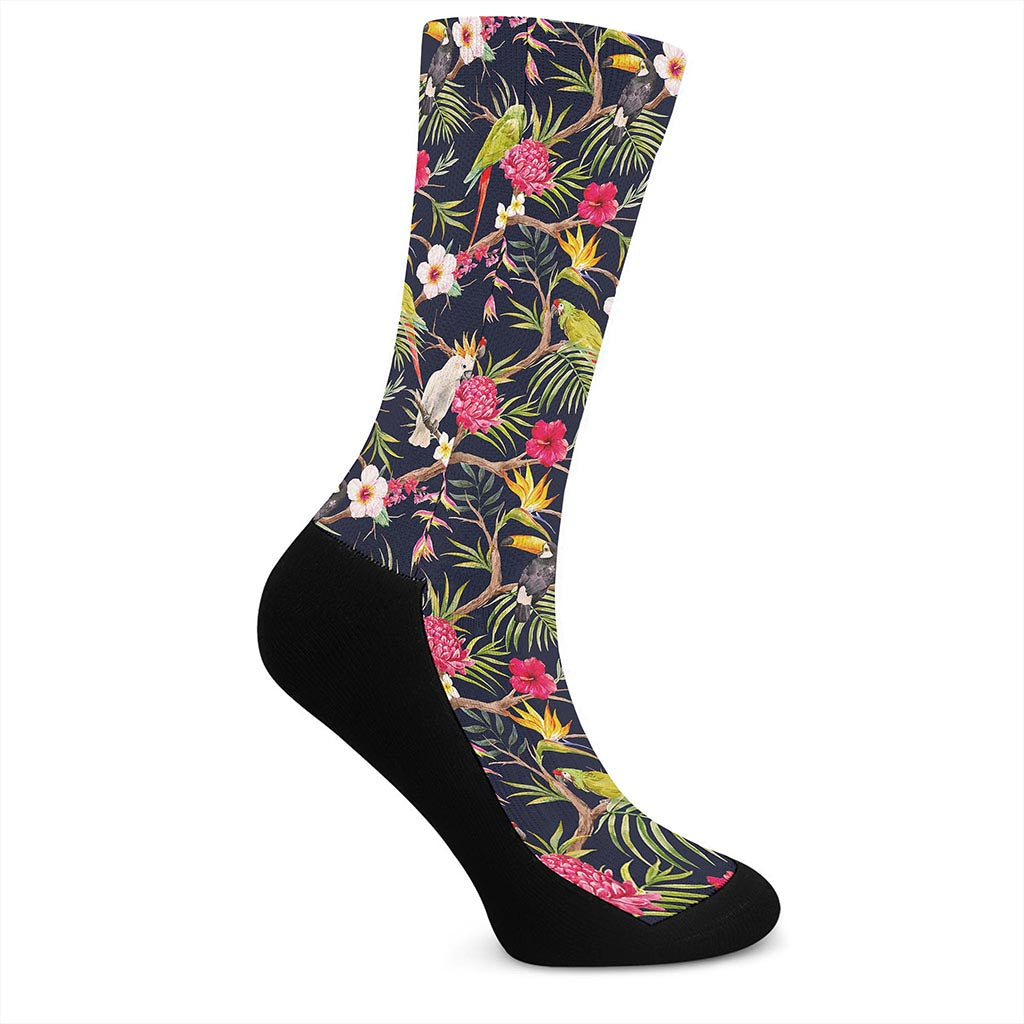 Parrot Toucan Tropical Pattern Print Crew Socks