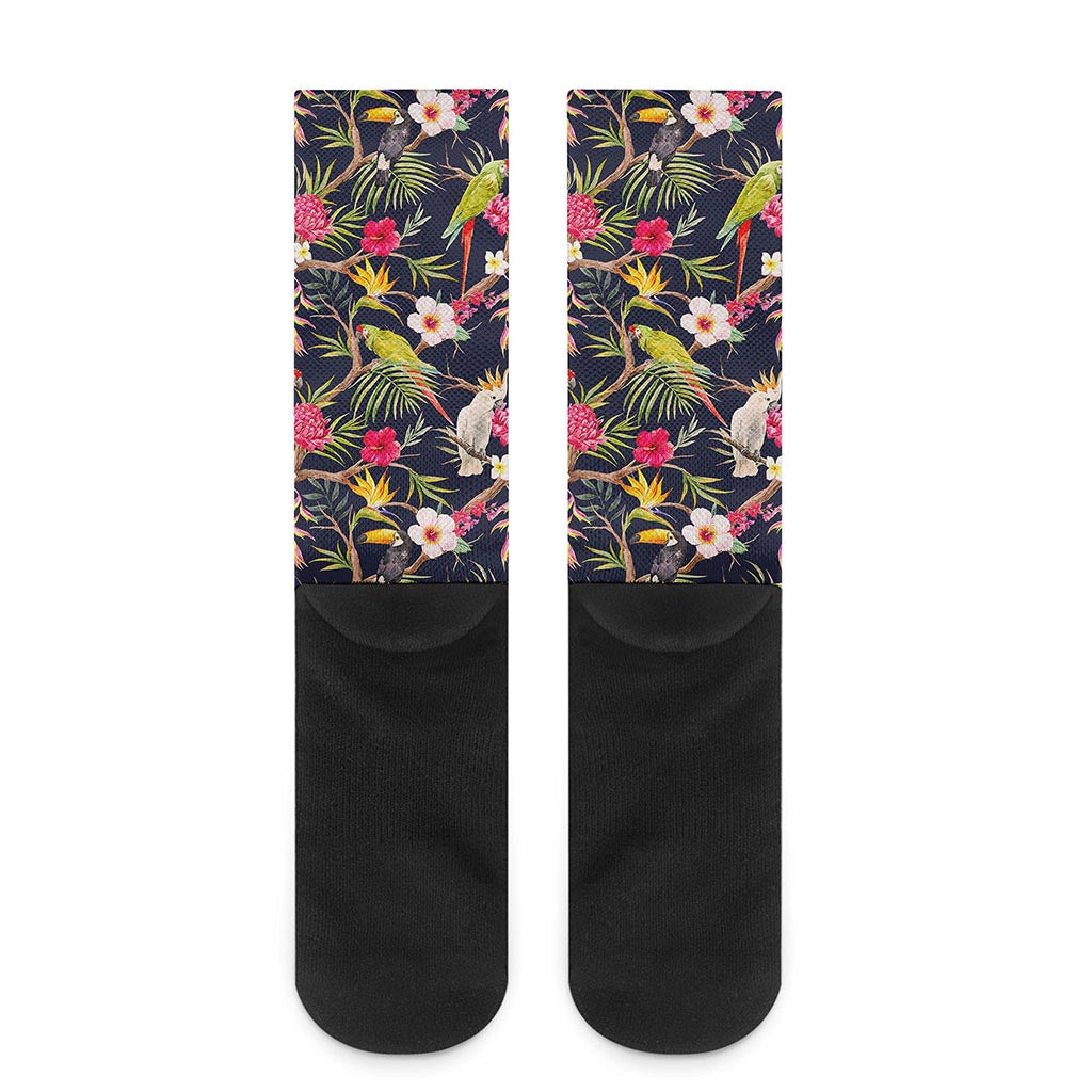 Parrot Toucan Tropical Pattern Print Crew Socks