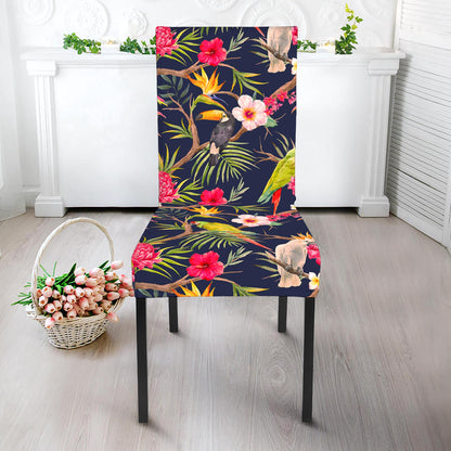 Parrot Toucan Tropical Pattern Print Dining Chair Slipcover