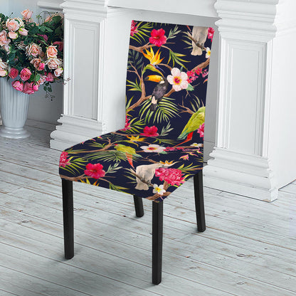 Parrot Toucan Tropical Pattern Print Dining Chair Slipcover