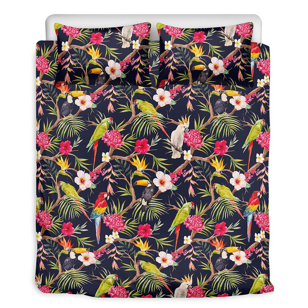 Parrot Toucan Tropical Pattern Print Duvet Cover Bedding Set