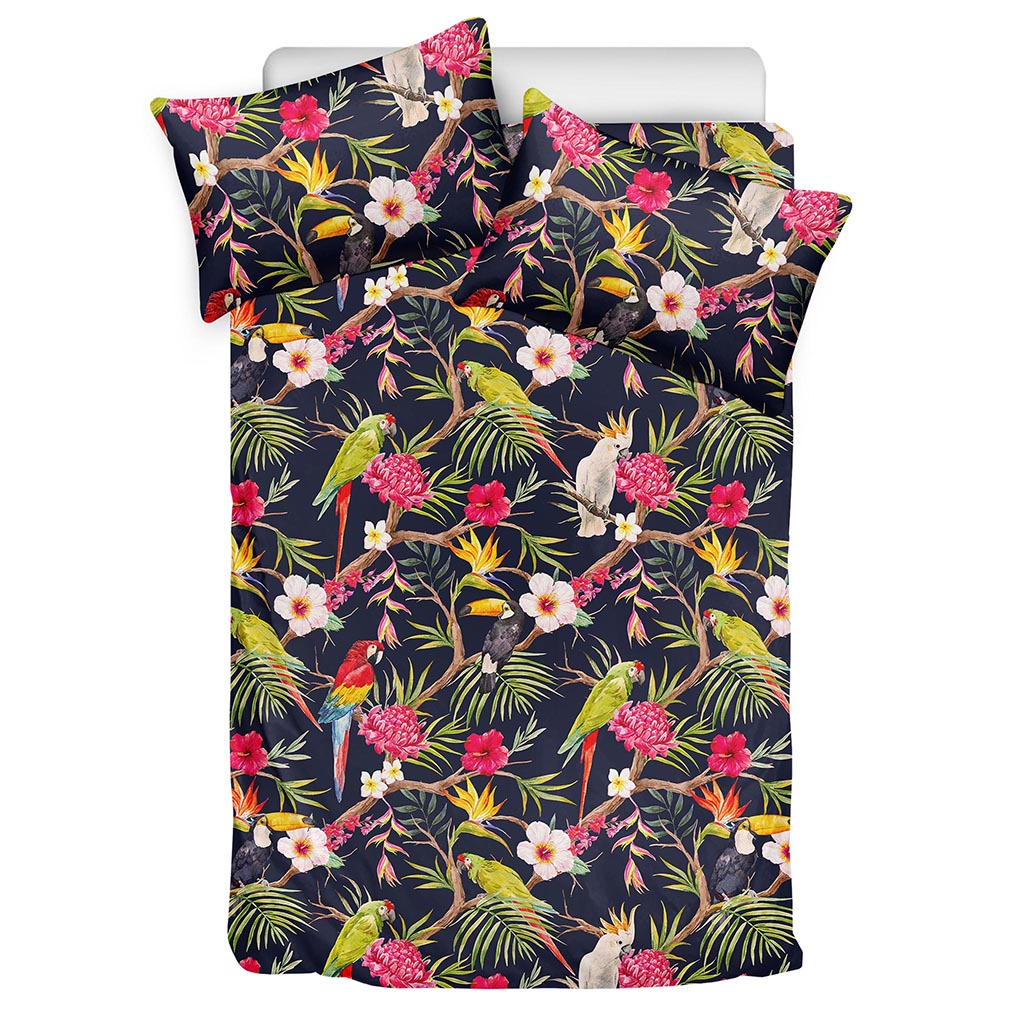 Parrot Toucan Tropical Pattern Print Duvet Cover Bedding Set