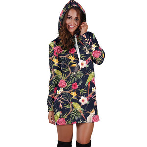 Parrot Toucan Tropical Pattern Print Hoodie Dress GearFrost