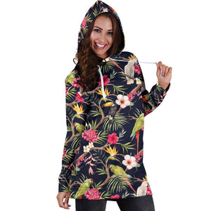 Parrot Toucan Tropical Pattern Print Hoodie Dress GearFrost