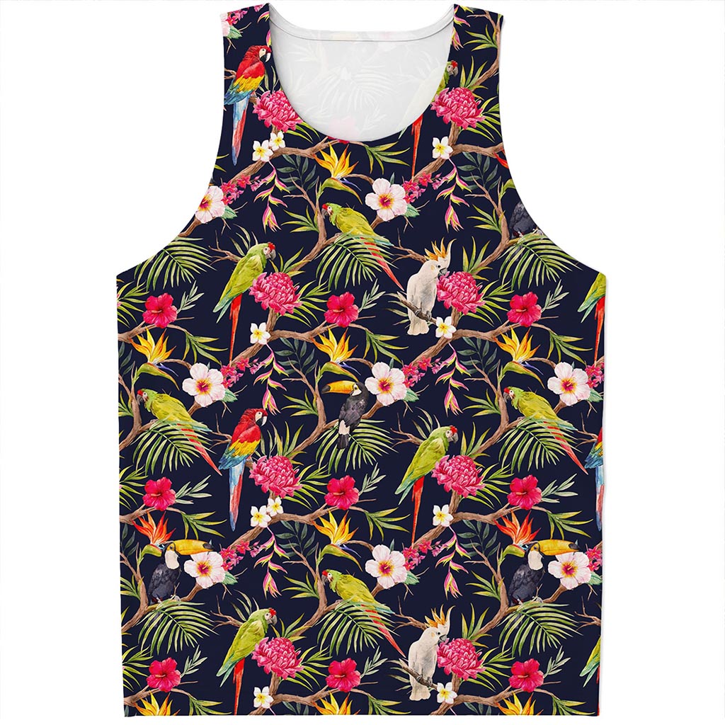 Parrot Toucan Tropical Pattern Print Men's Tank Top
