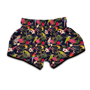 Parrot Toucan Tropical Pattern Print Muay Thai Boxing Shorts