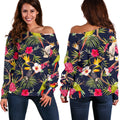 Parrot Toucan Tropical Pattern Print Off The Shoulder Sweatshirt