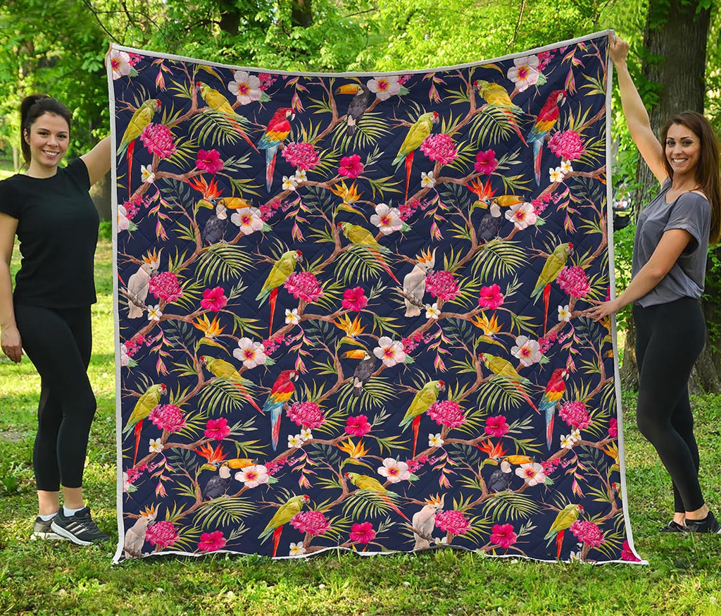 Parrot Toucan Tropical Pattern Print Quilt