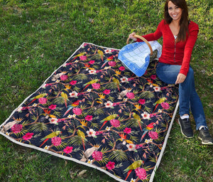 Parrot Toucan Tropical Pattern Print Quilt