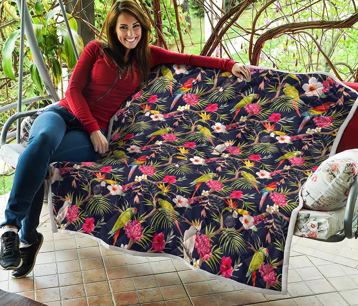 Parrot Toucan Tropical Pattern Print Quilt