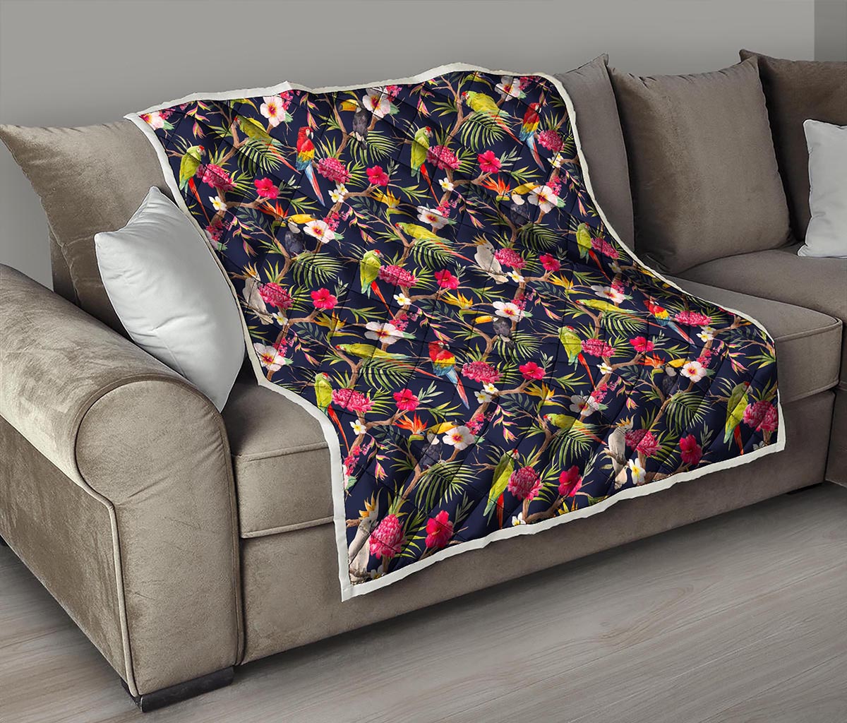 Parrot Toucan Tropical Pattern Print Quilt
