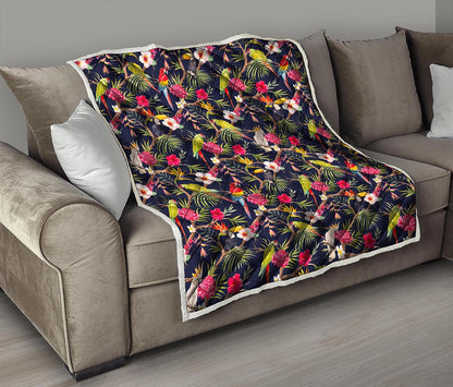 Parrot Toucan Tropical Pattern Print Quilt