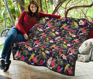 Parrot Toucan Tropical Pattern Print Quilt