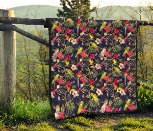 Parrot Toucan Tropical Pattern Print Quilt