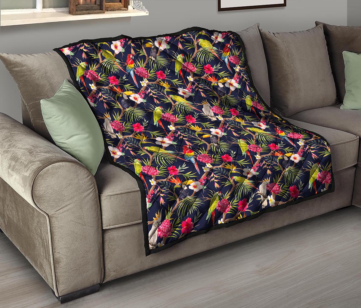 Parrot Toucan Tropical Pattern Print Quilt