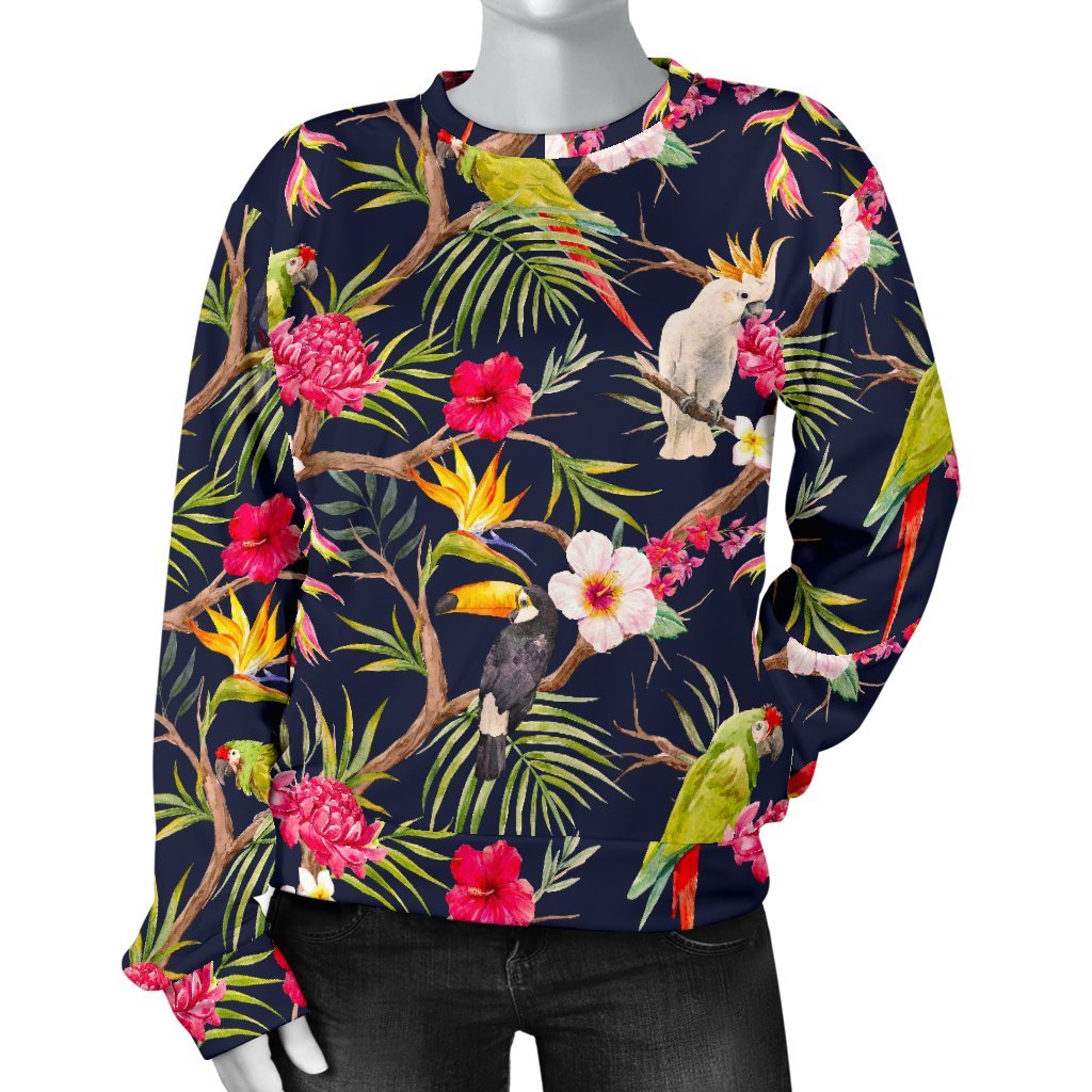 Parrot Toucan Tropical Pattern Print Women's Crewneck Sweatshirt GearFrost