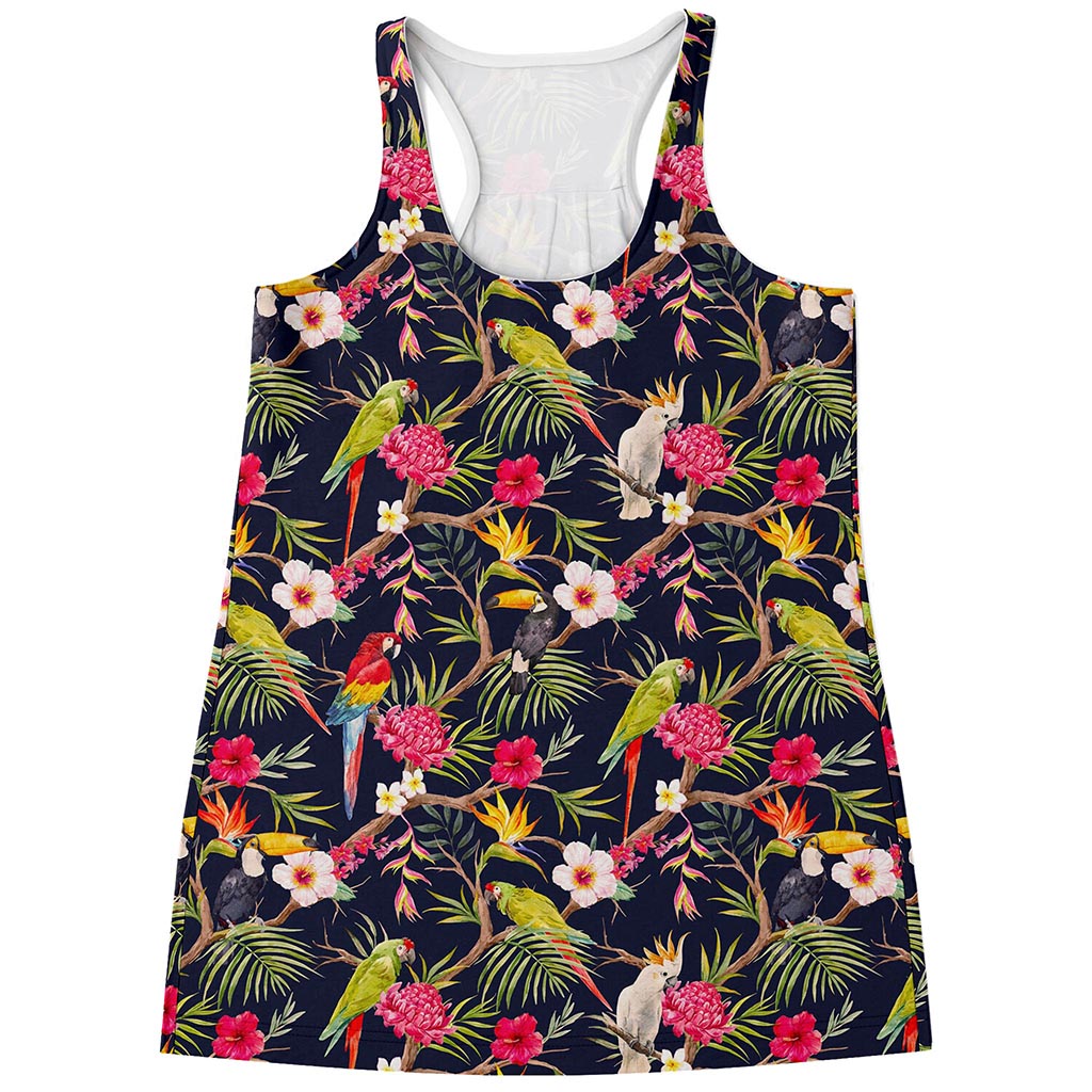 Parrot Toucan Tropical Pattern Print Women's Racerback Tank Top