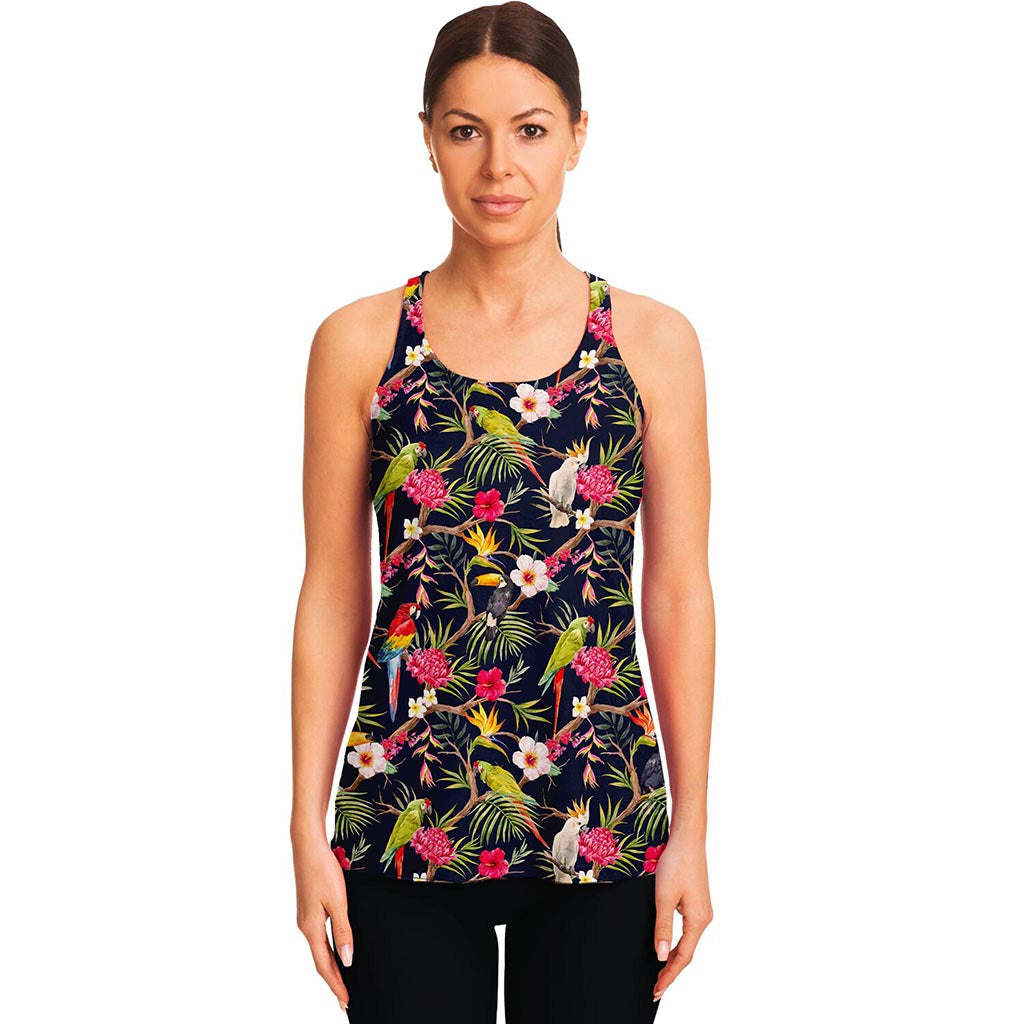 Parrot Toucan Tropical Pattern Print Women's Racerback Tank Top