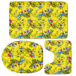 Parrot Tropical Pattern Print 3 Piece Bath Mat Set