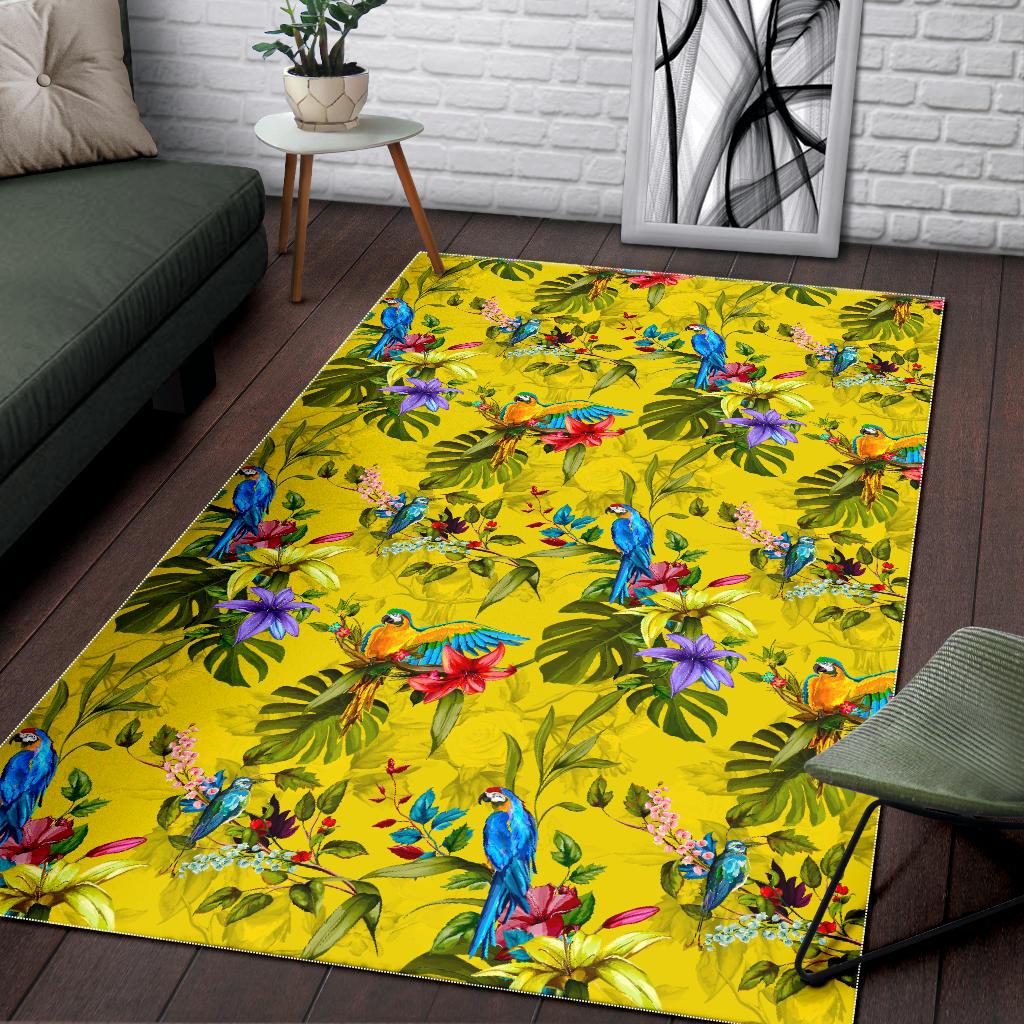 Parrot Tropical Pattern Print Area Rug GearFrost