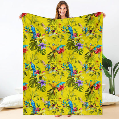 Parrot Tropical Pattern Print Blanket