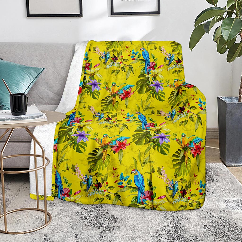 Parrot Tropical Pattern Print Blanket
