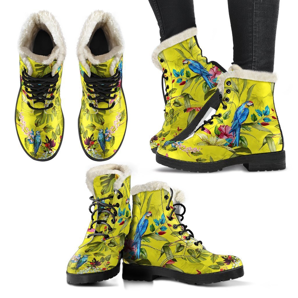 Parrot Tropical Pattern Print Comfy Boots GearFrost
