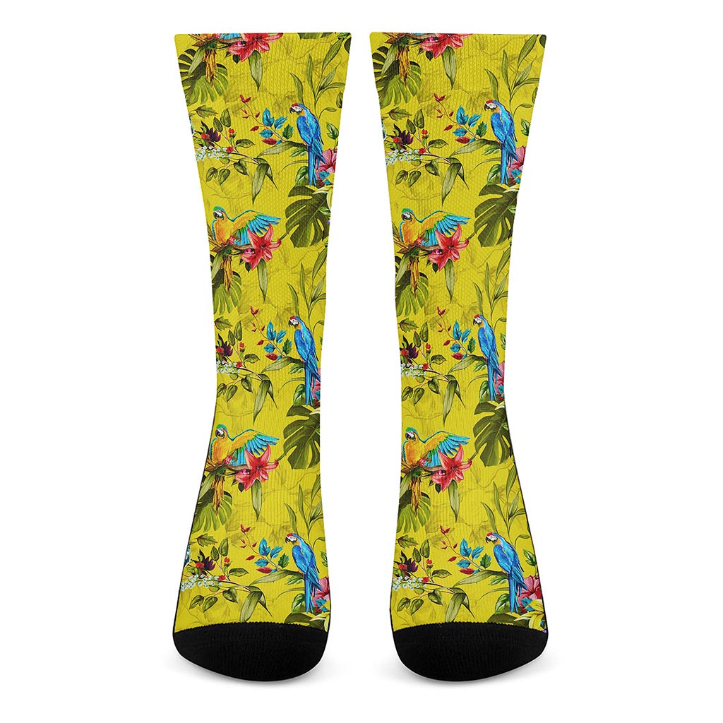 Parrot Tropical Pattern Print Crew Socks