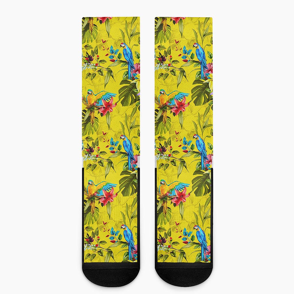 Parrot Tropical Pattern Print Crew Socks