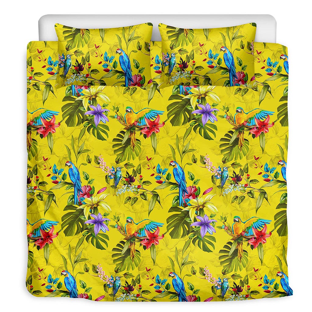 Parrot Tropical Pattern Print Duvet Cover Bedding Set