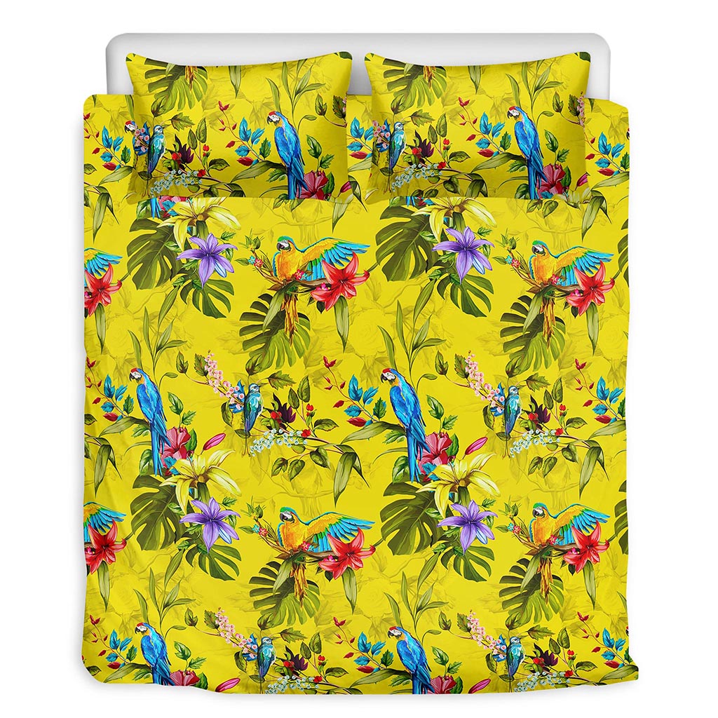 Parrot Tropical Pattern Print Duvet Cover Bedding Set