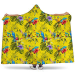 Parrot Tropical Pattern Print Hooded Blanket