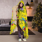 Parrot Tropical Pattern Print Hooded Blanket