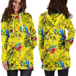 Parrot Tropical Pattern Print Hoodie Dress GearFrost