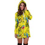 Parrot Tropical Pattern Print Hoodie Dress GearFrost