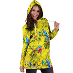 Parrot Tropical Pattern Print Hoodie Dress GearFrost