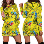 Parrot Tropical Pattern Print Hoodie Dress GearFrost