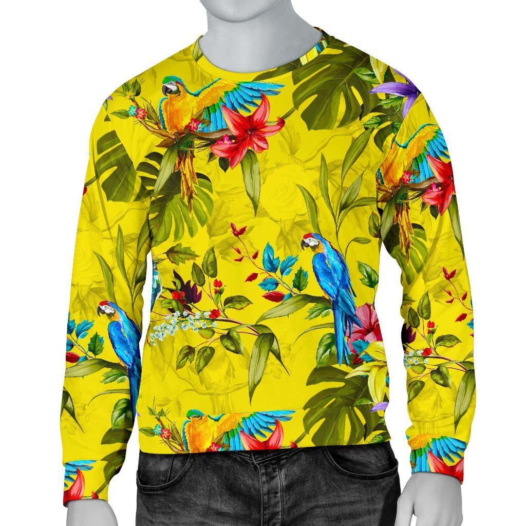 Parrot Tropical Pattern Print Men's Crewneck Sweatshirt GearFrost