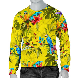 Parrot Tropical Pattern Print Men's Crewneck Sweatshirt GearFrost