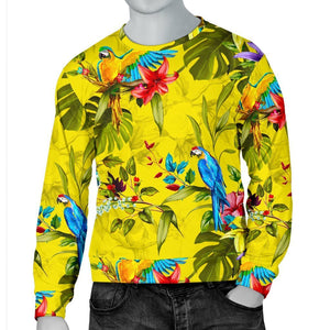 Parrot Tropical Pattern Print Men's Crewneck Sweatshirt GearFrost