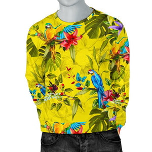 Parrot Tropical Pattern Print Men's Crewneck Sweatshirt GearFrost