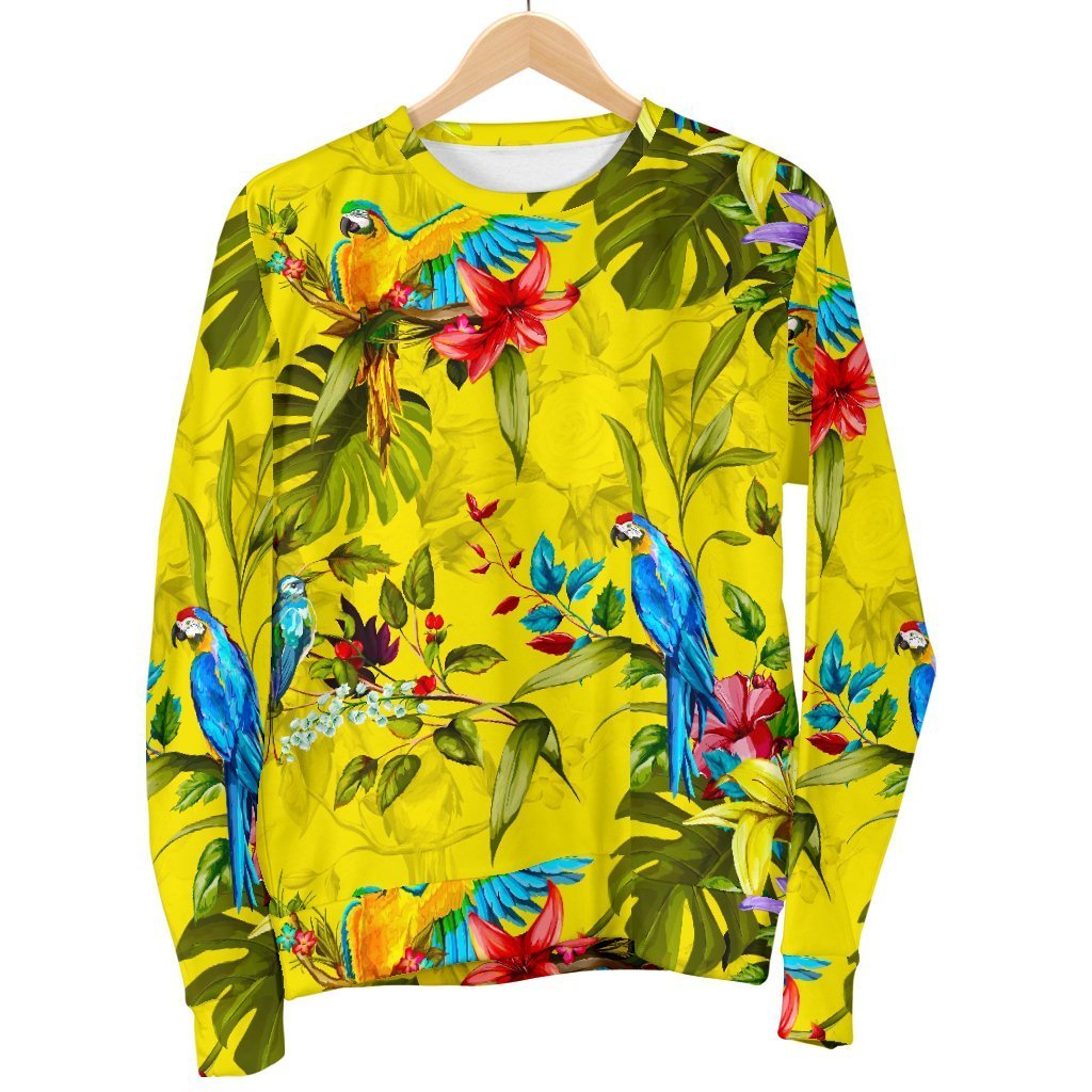 Parrot Tropical Pattern Print Men's Crewneck Sweatshirt GearFrost