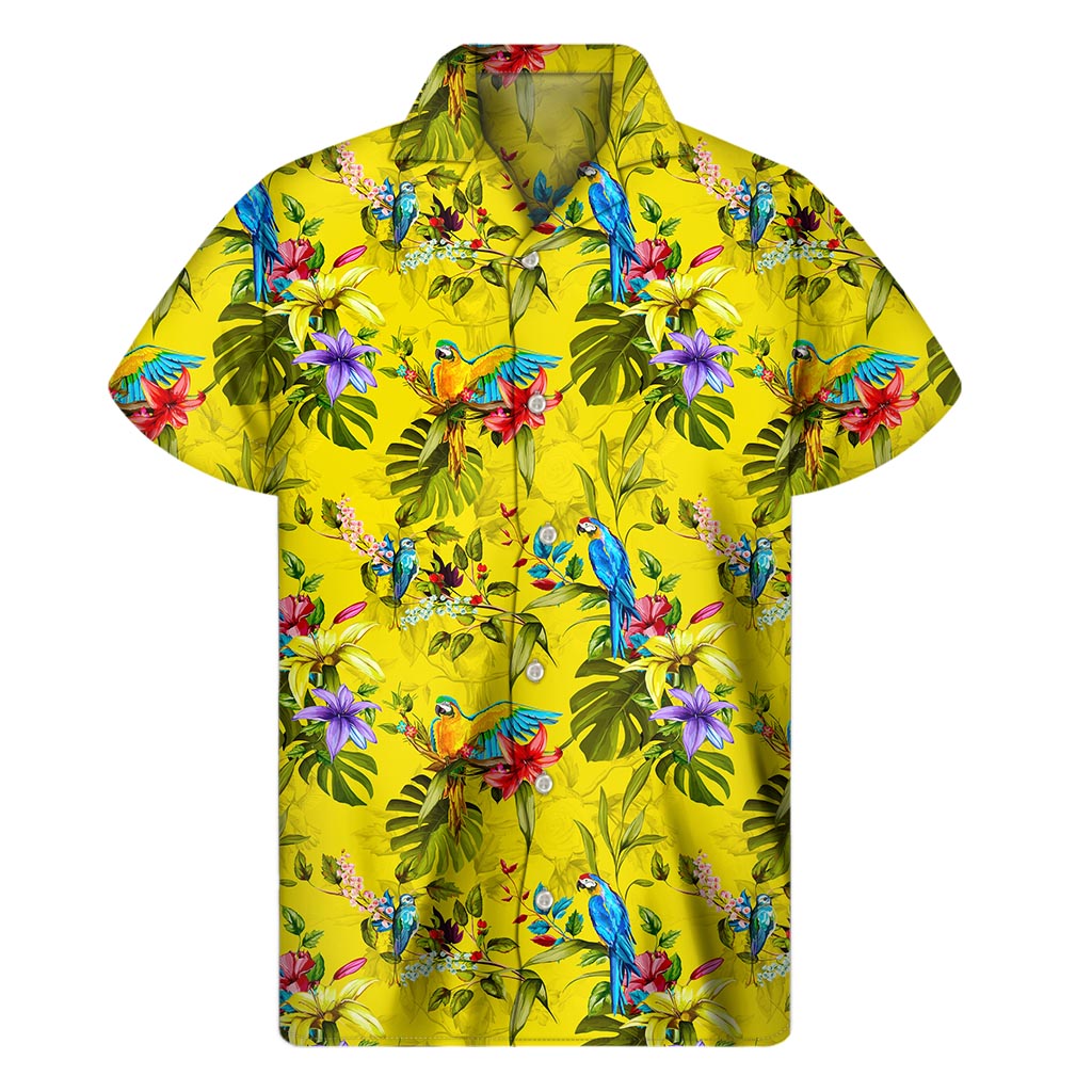 Parrot Tropical Pattern Print Men's Short Sleeve Shirt