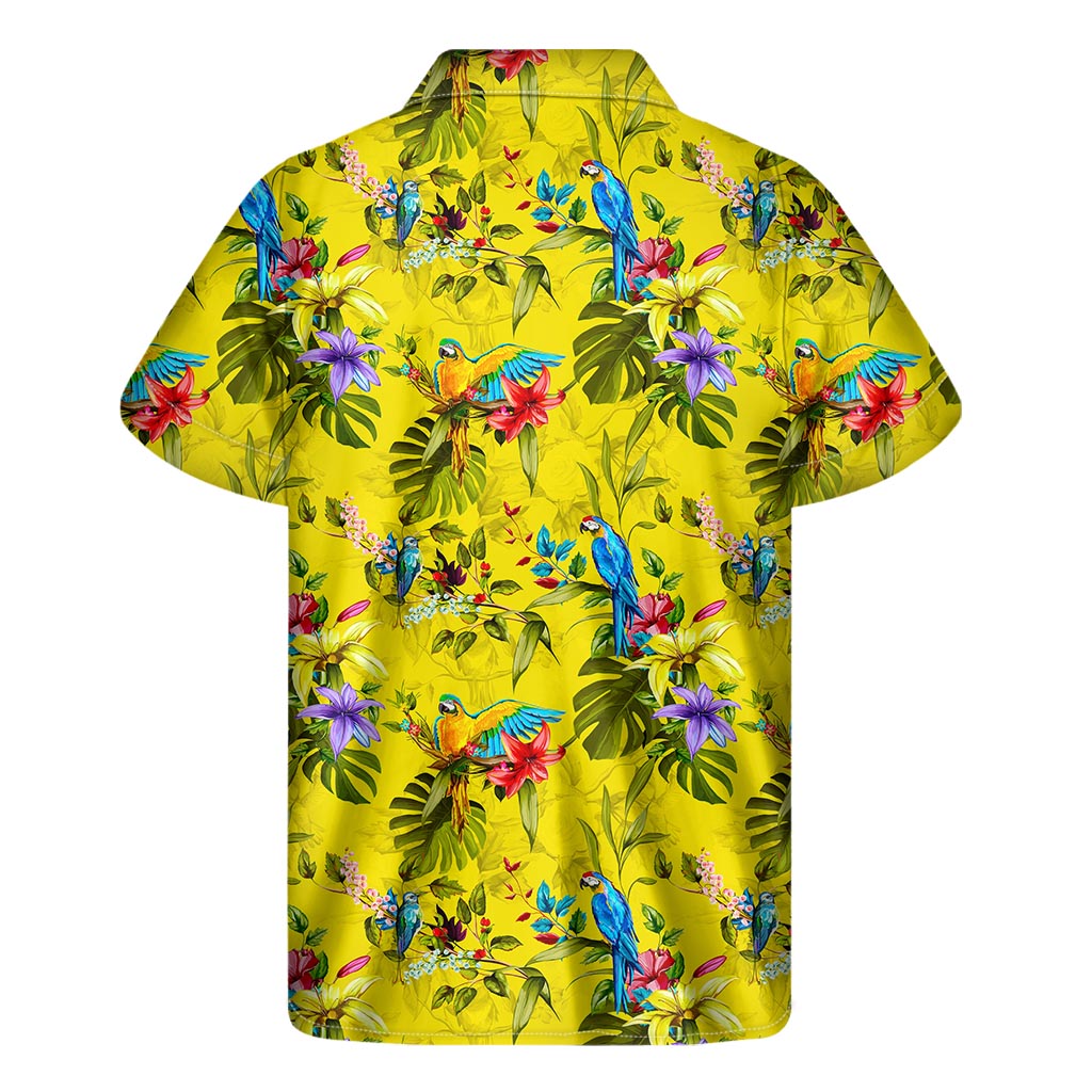 Parrot Tropical Pattern Print Men's Short Sleeve Shirt