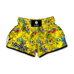 Parrot Tropical Pattern Print Muay Thai Boxing Shorts