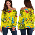 Parrot Tropical Pattern Print Off The Shoulder Sweatshirt