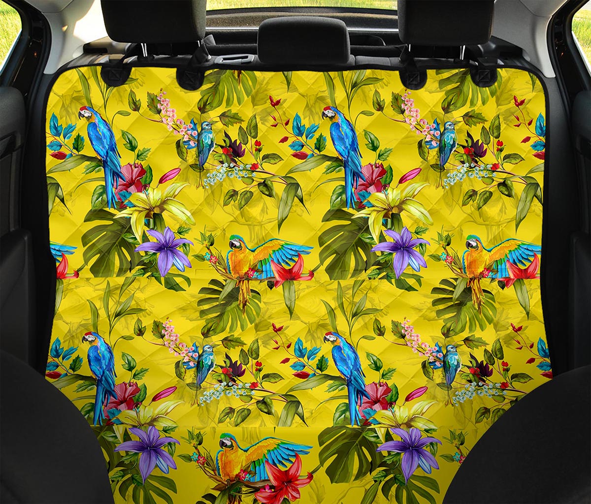 Parrot Tropical Pattern Print Pet Car Back Seat Cover