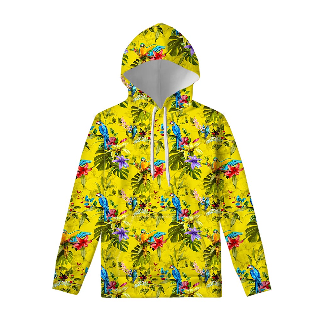 Parrot Tropical Pattern Print Pullover Hoodie