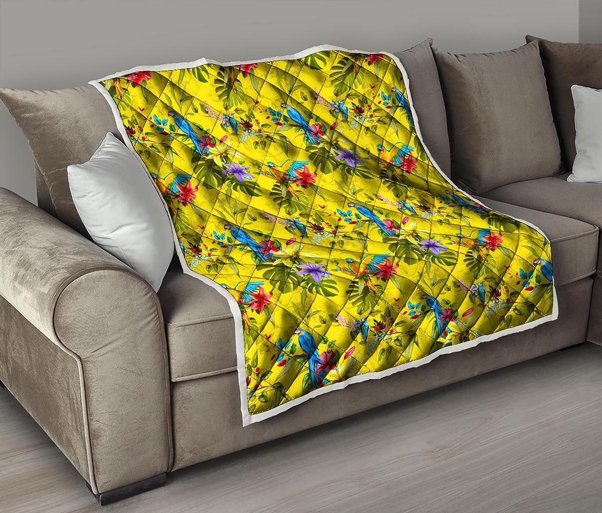 Parrot Tropical Pattern Print Quilt